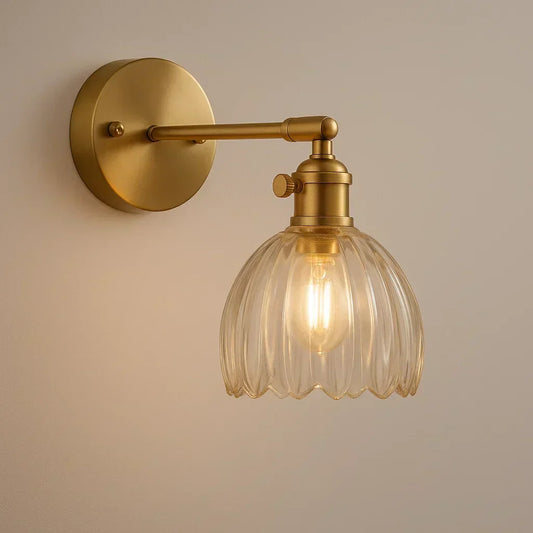 Retro Wall Lamp with Tulip Glass Shade in Vintage Style