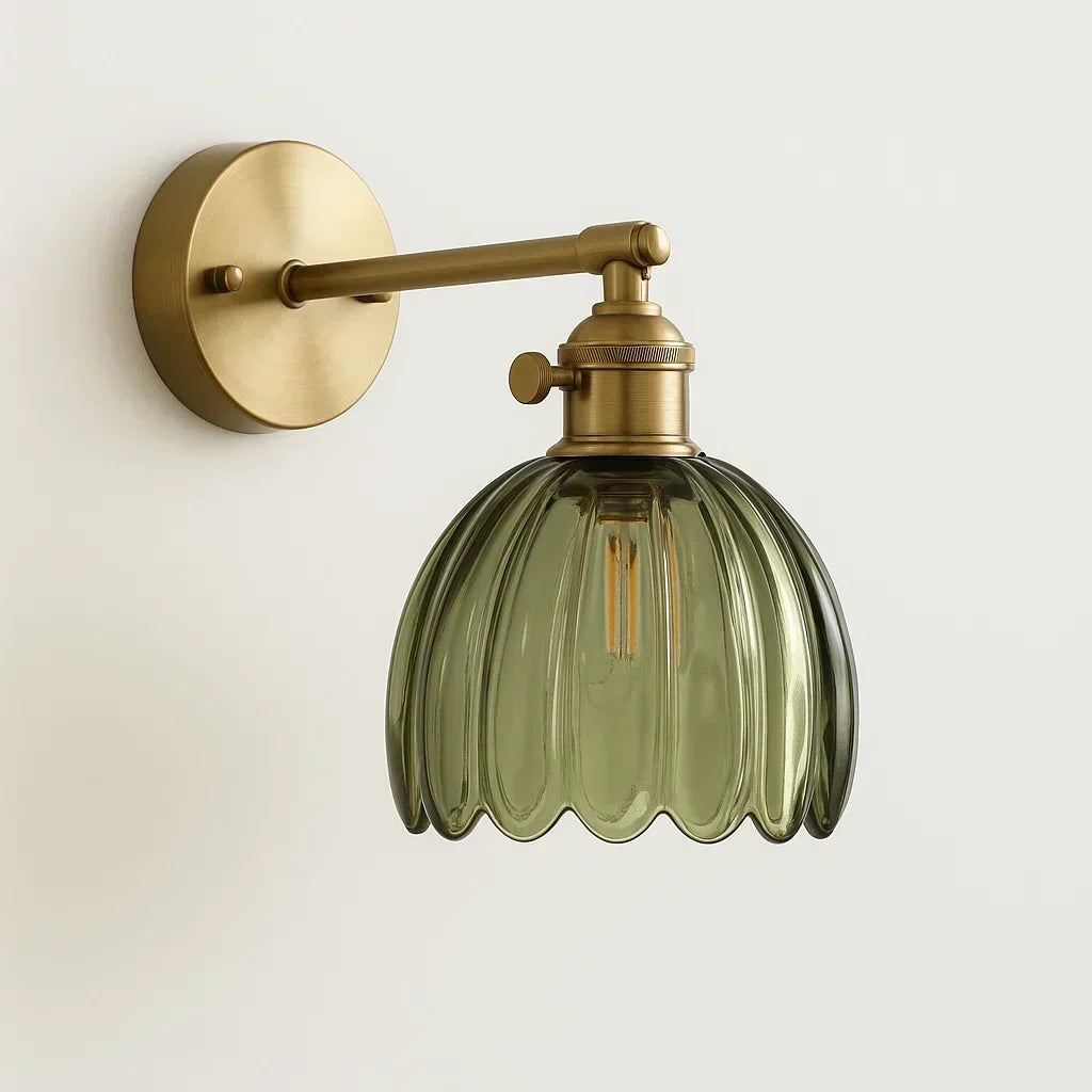 Retro Wall Lamp with Tulip Glass Shade in Vintage Style