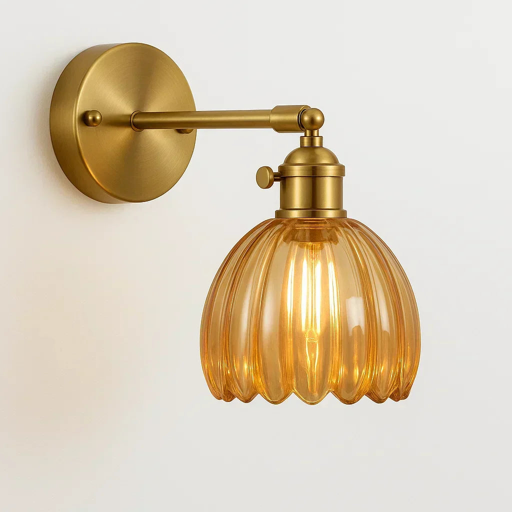 Retro Wall Lamp with Tulip Glass Shade in Vintage Style