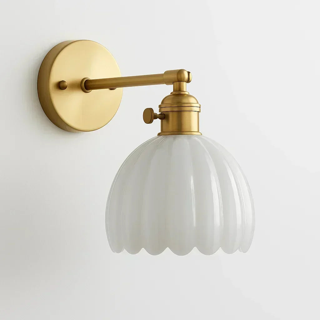 Retro Wall Lamp with Tulip Glass Shade in Vintage Style