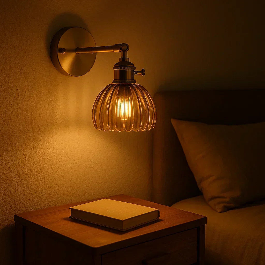 Retro Wall Lamp with Tulip Glass Shade in Vintage Style