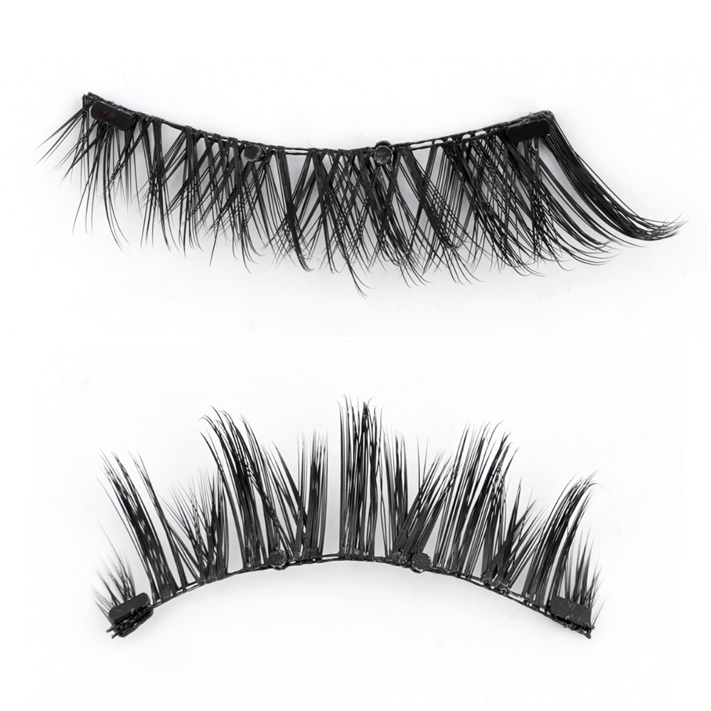 Reusable Glue-Free Magnetic False Eyelashes Kit with Tweezers, Black