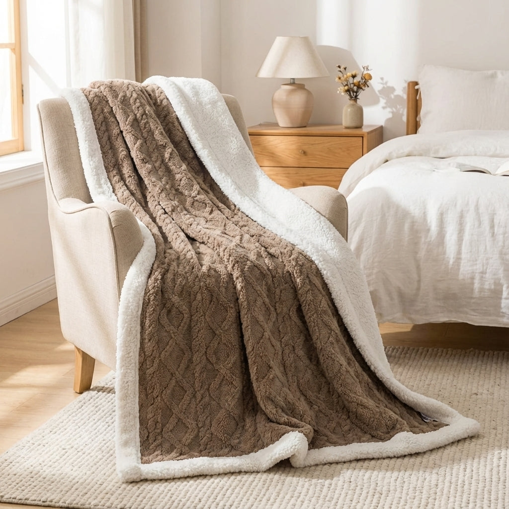 Reversible Plush Bed Throw
