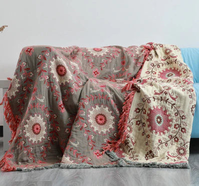Reversible Scandinavian Bird Pattern Blanket