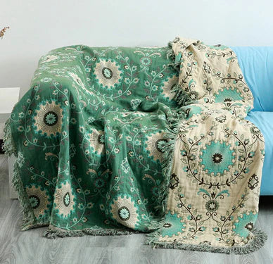 Reversible Scandinavian Bird Pattern Blanket