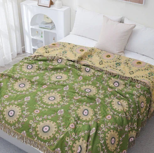 Reversible Scandinavian Bird Pattern Blanket