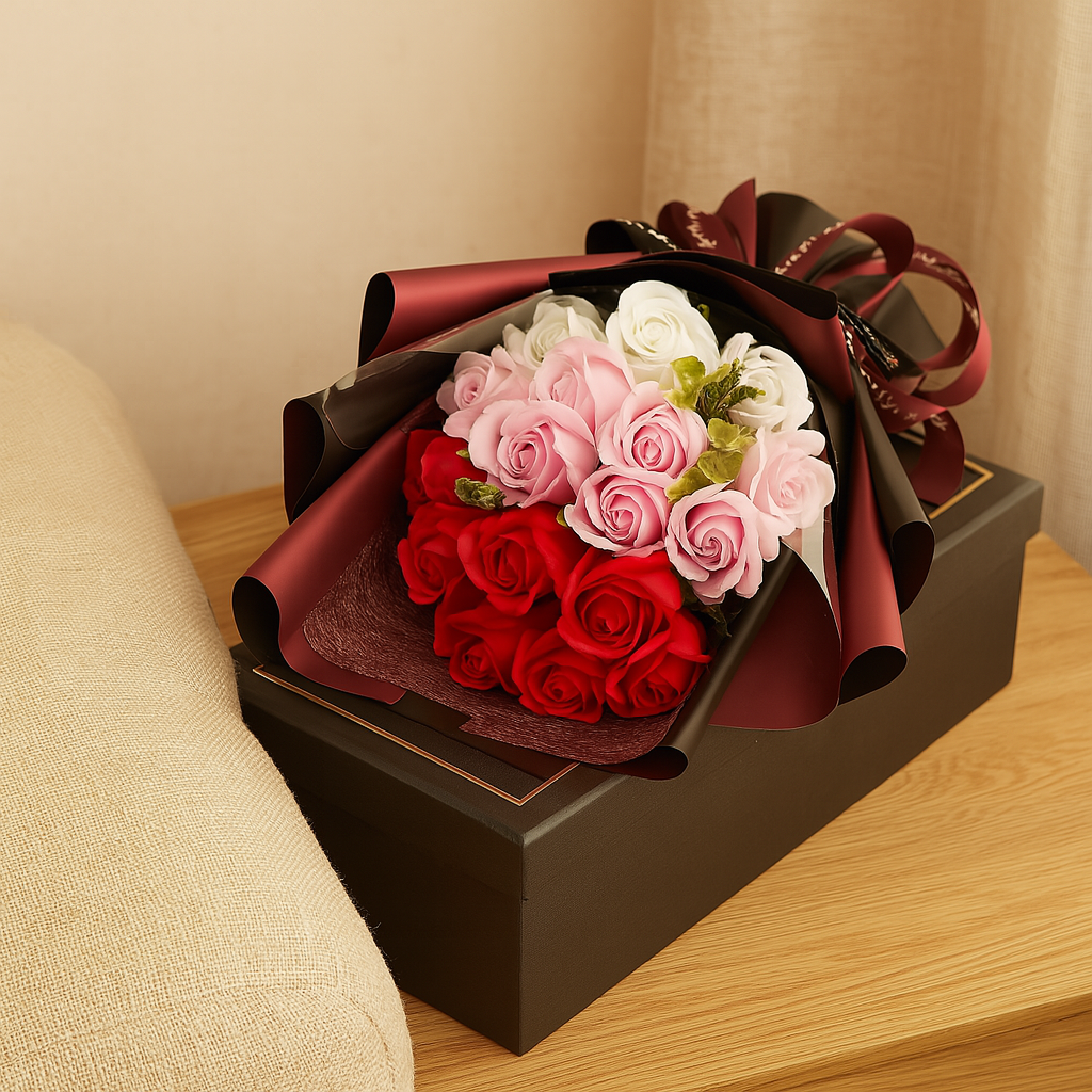 Romantic Soap Rose Bouquet Gift for Valentine's Day