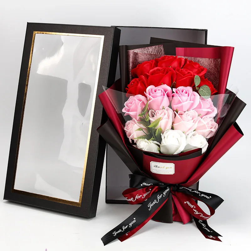 Romantic Soap Rose Bouquet Gift for Valentine's Day