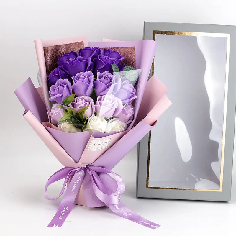 Romantic Soap Rose Bouquet Gift for Valentine's Day