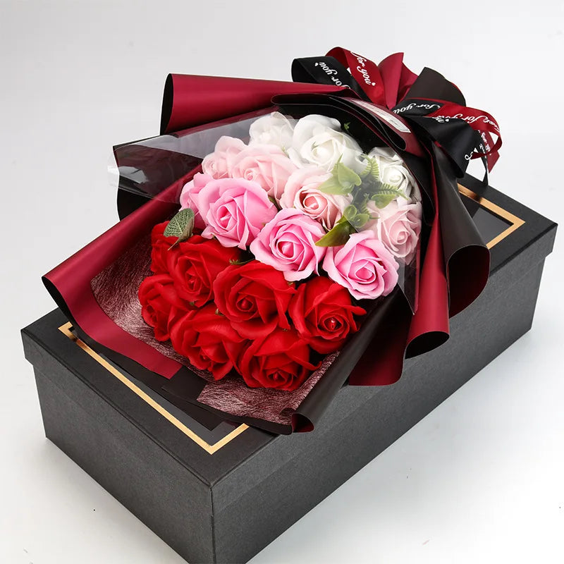 Romantic Soap Rose Bouquet Gift for Valentine's Day