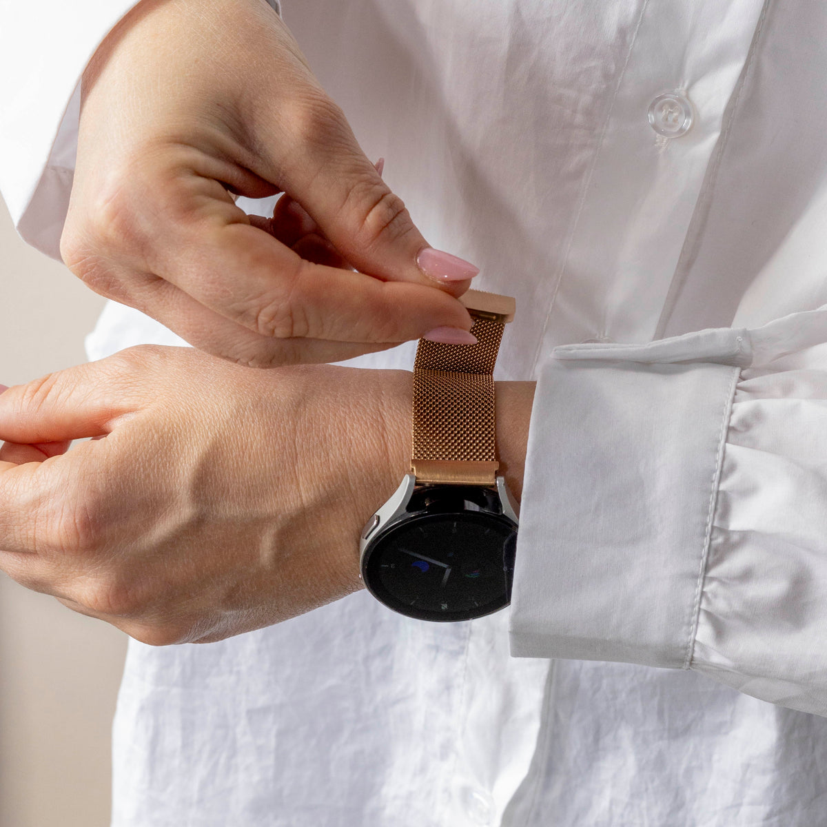 Rose Gold Milanese Quick-Release Watch Strap
