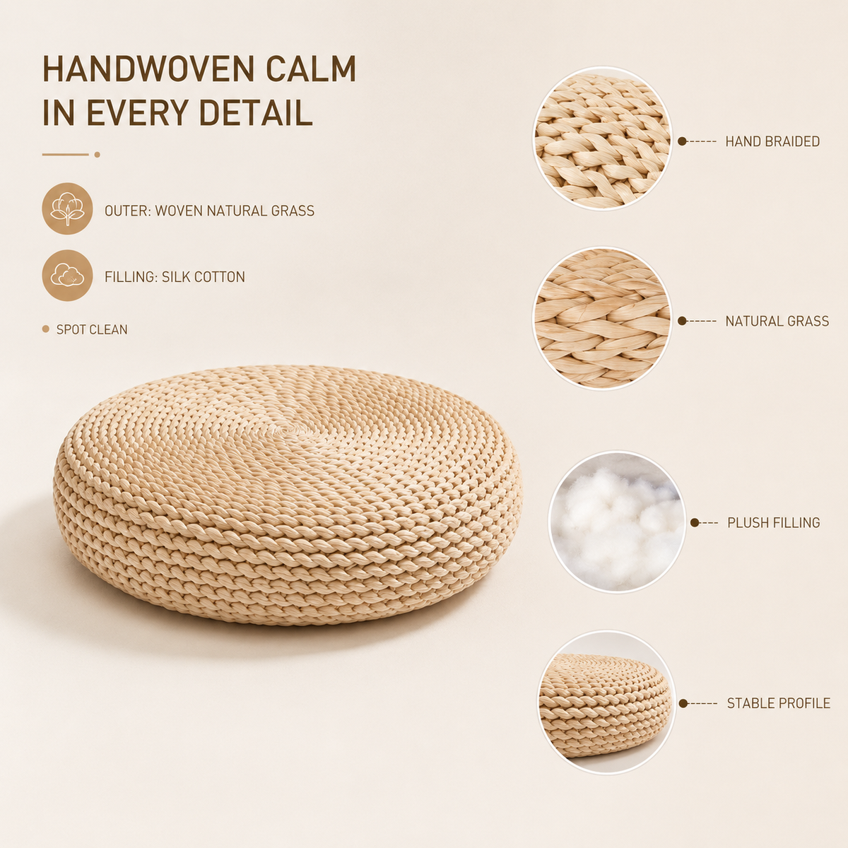 Round Braided Floor Cushion