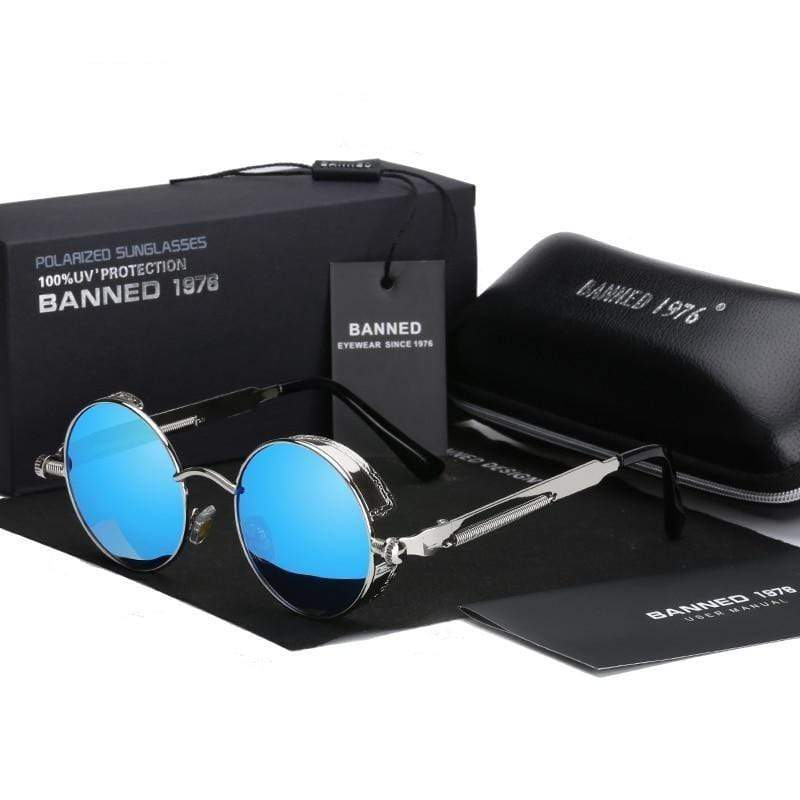 Round Polarized Steampunk Retro Sunglasses