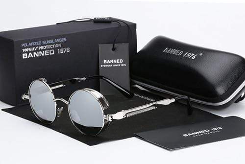 Round Polarized Steampunk Retro Sunglasses