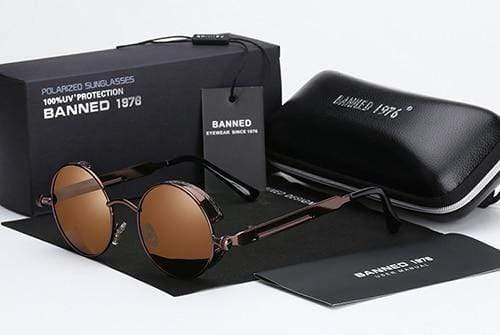 Round Polarized Steampunk Retro Sunglasses