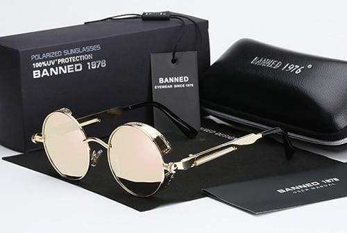Round Polarized Steampunk Retro Sunglasses