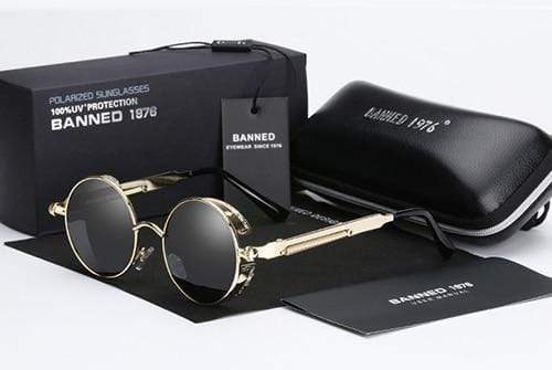 Round Polarized Steampunk Retro Sunglasses