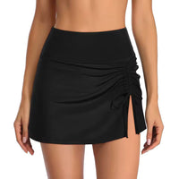 Ruched Swim Skirt with Side Slit