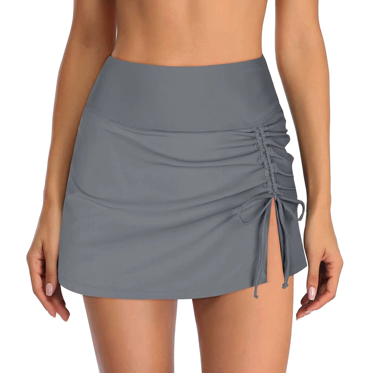 Ruched Swim Skirt with Side Slit