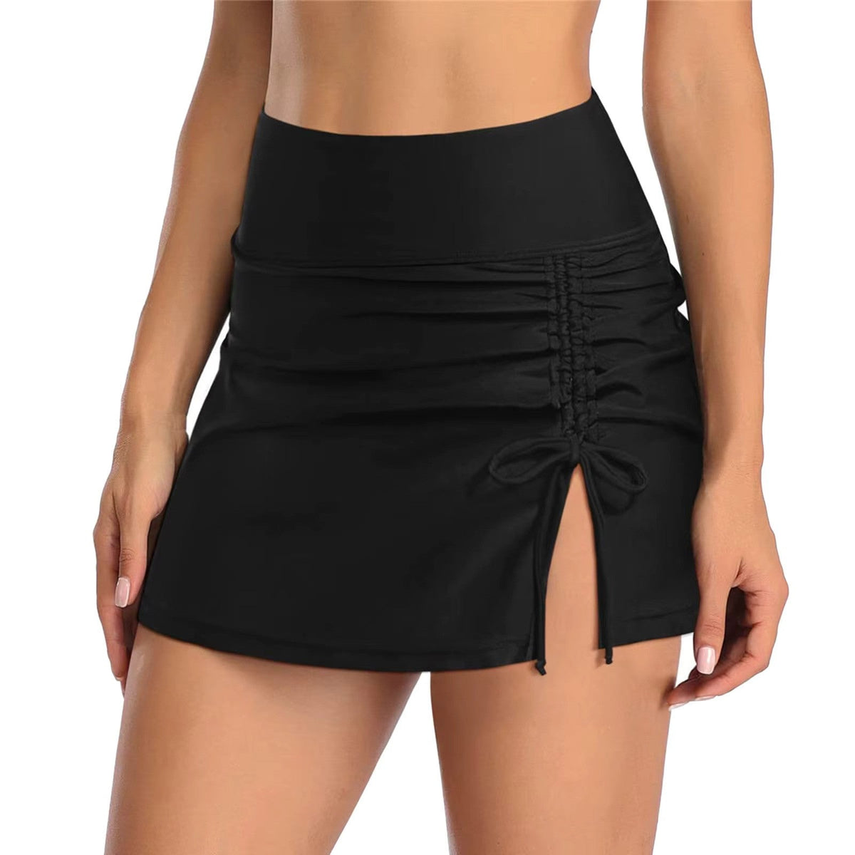 Ruched Swim Skirt with Side Slit