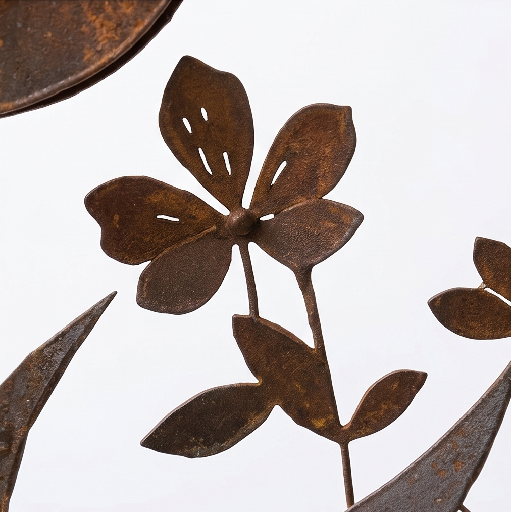 Rustic Bird and Wildflower Garden Stake