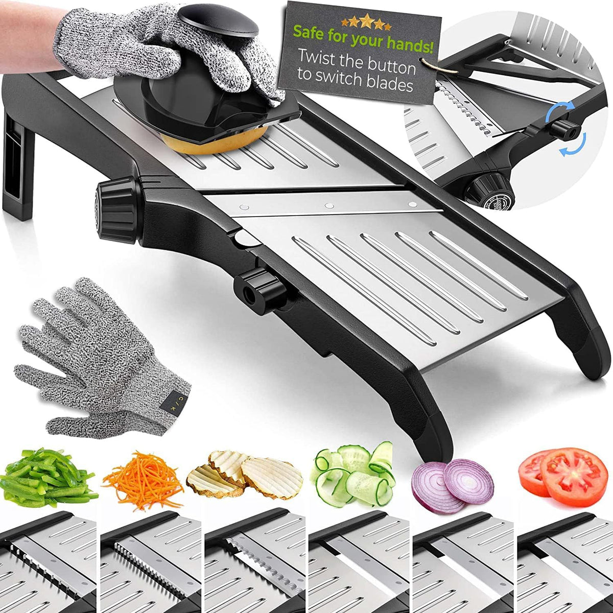 Safety Set | Mandoline Slicer with Cut-Resistant Gloves