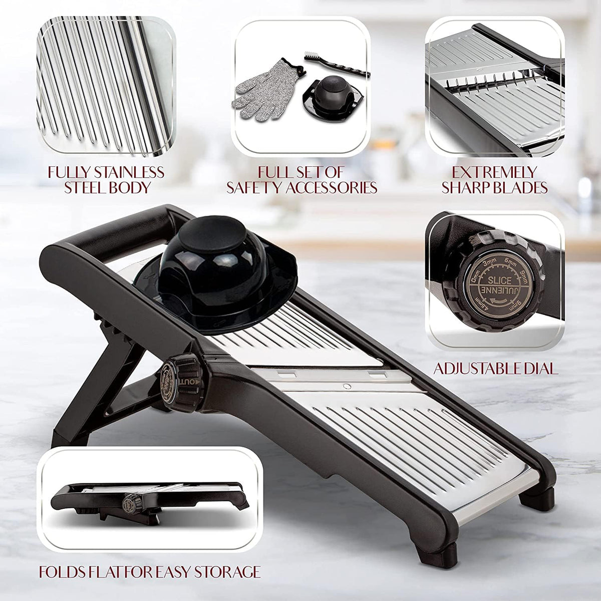 Safety Set | Mandoline Slicer with Cut-Resistant Gloves