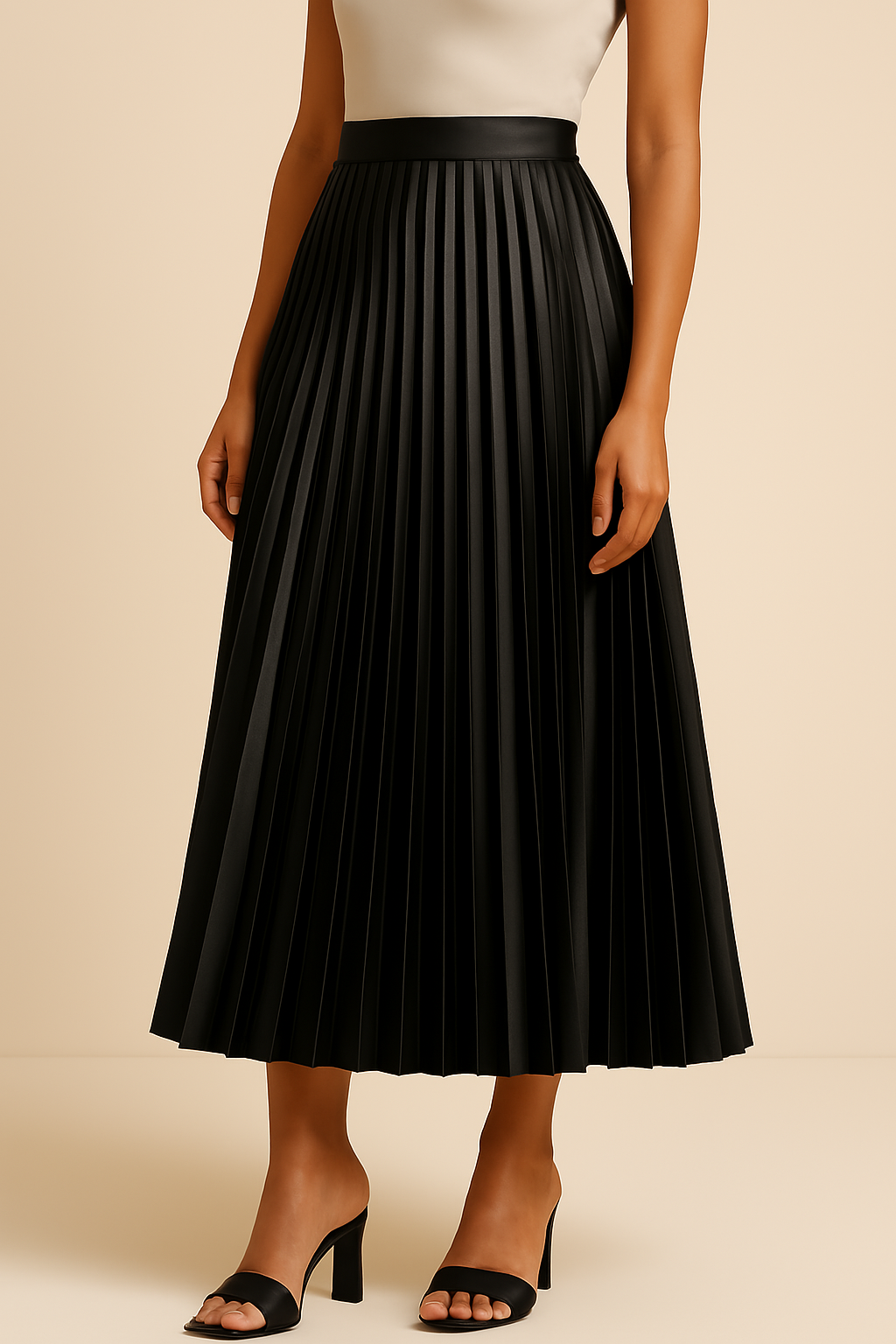Satin Pleated Skirt | Elegant High Waist | Multiple Colors
