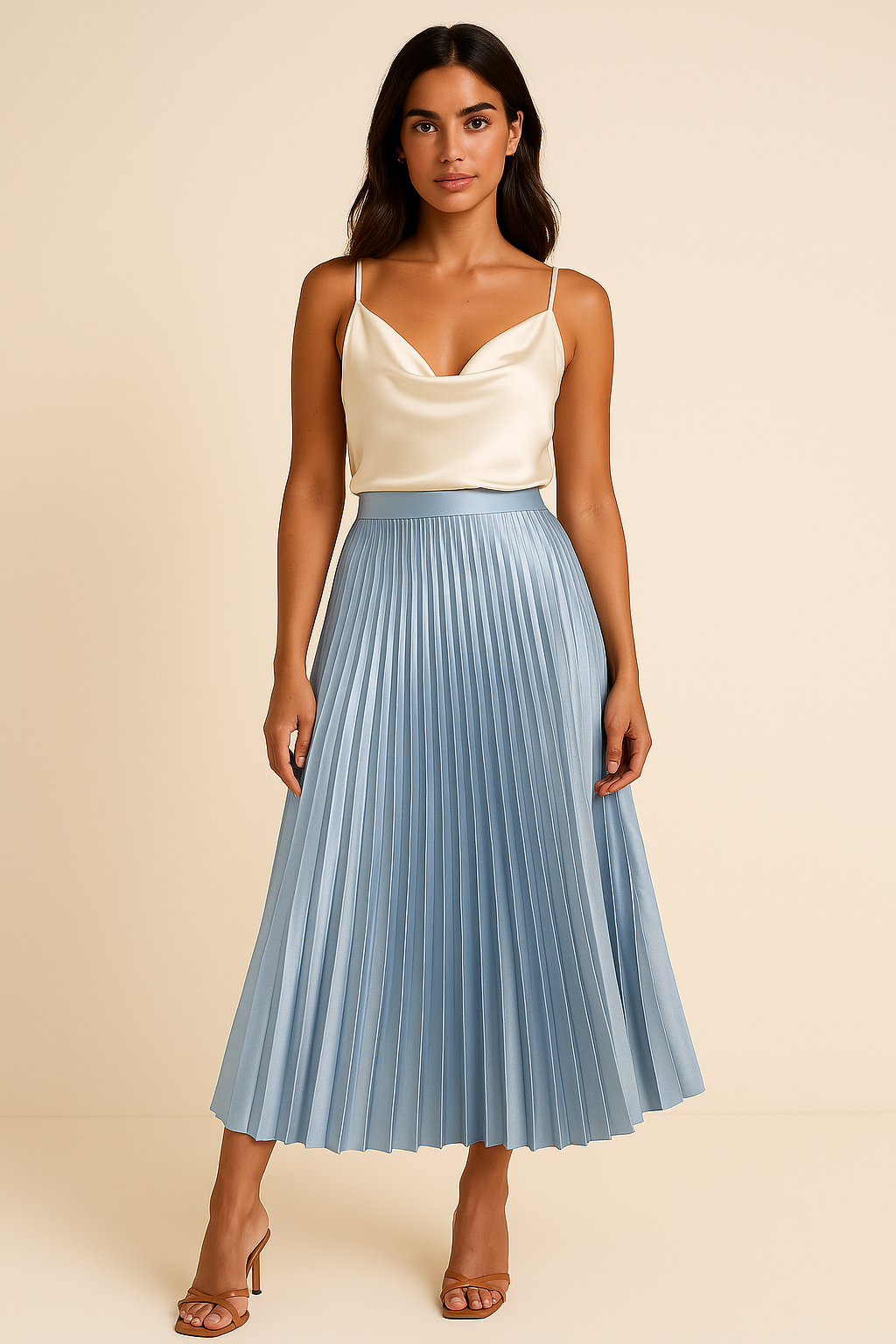 Satin Pleated Skirt | Elegant High Waist | Multiple Colors