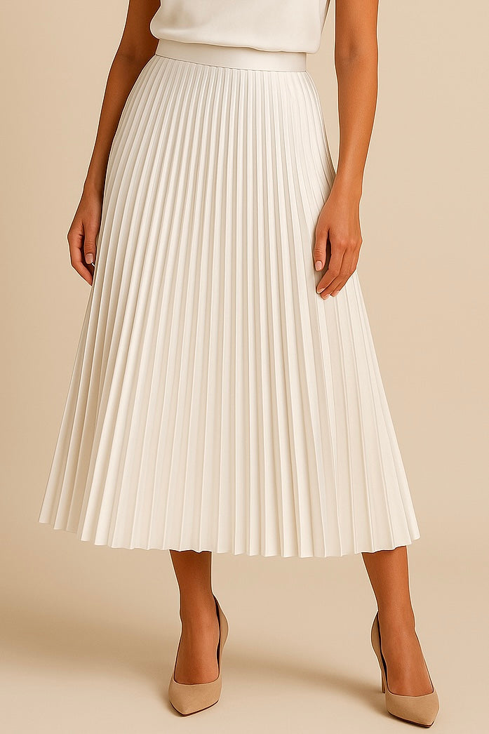 Satin Pleated Skirt | Elegant High Waist | Multiple Colors