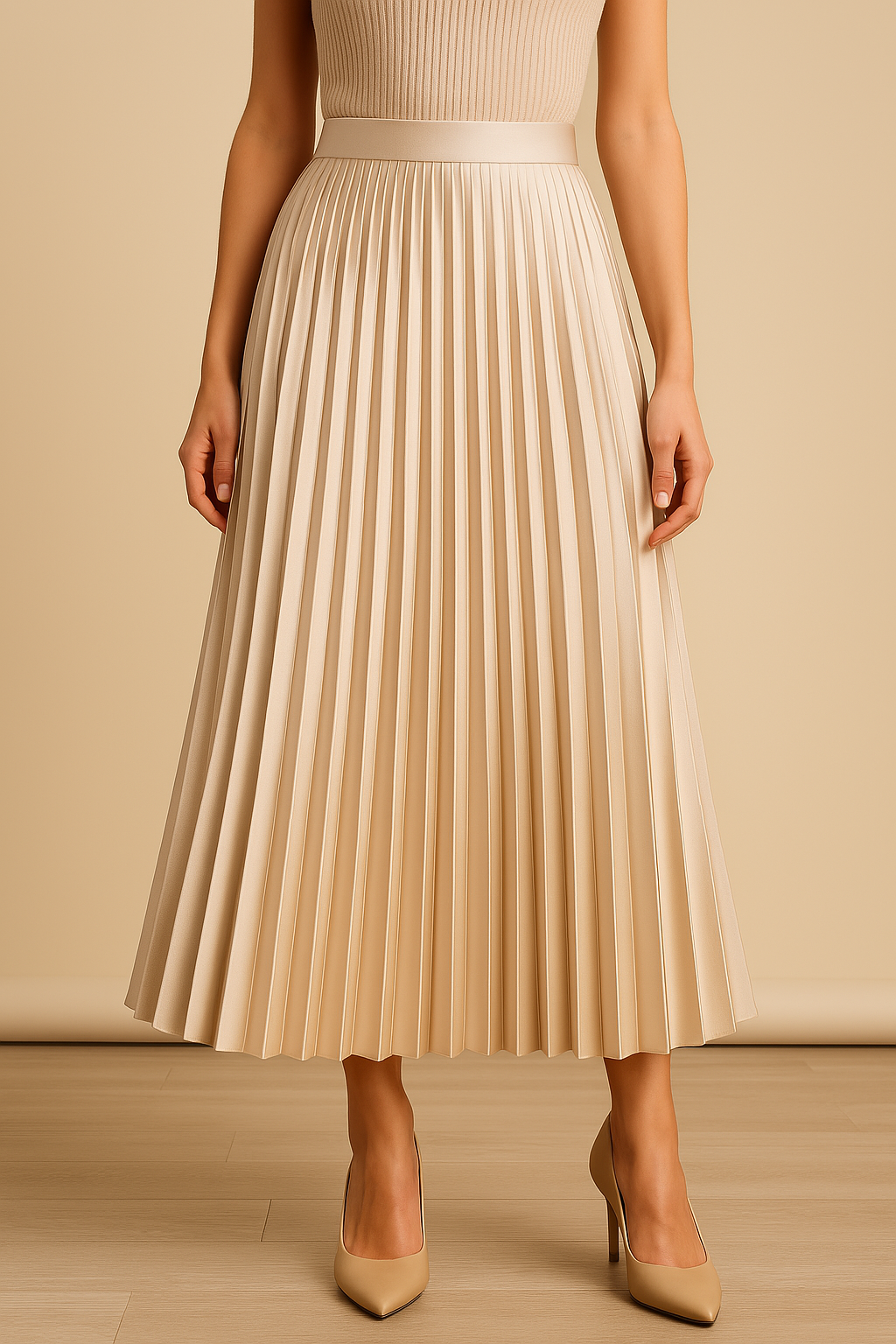 Satin Pleated Skirt | Elegant High Waist | Multiple Colors