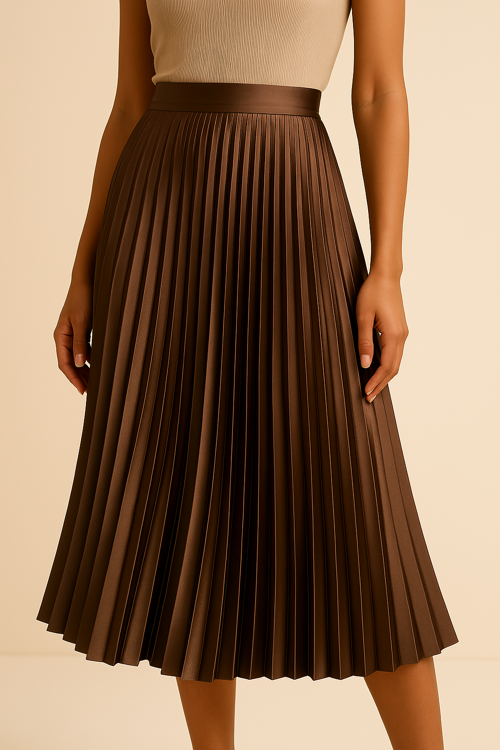Satin Pleated Skirt | Elegant High Waist | Multiple Colors