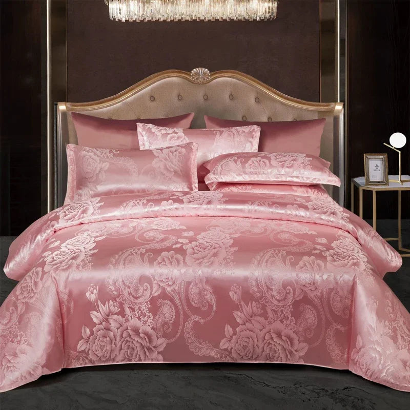 Satin Rayon Jacquard Duvet Cover Bedding Set