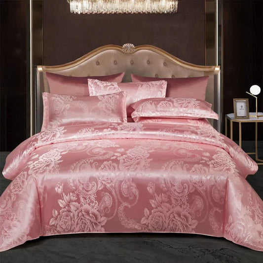 Satin Rayon Jacquard Duvet Cover Bedding Set