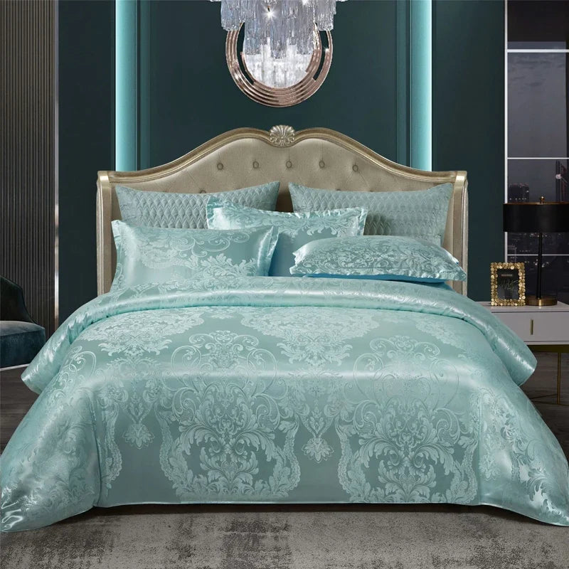 Satin Rayon Jacquard Duvet Cover Bedding Set