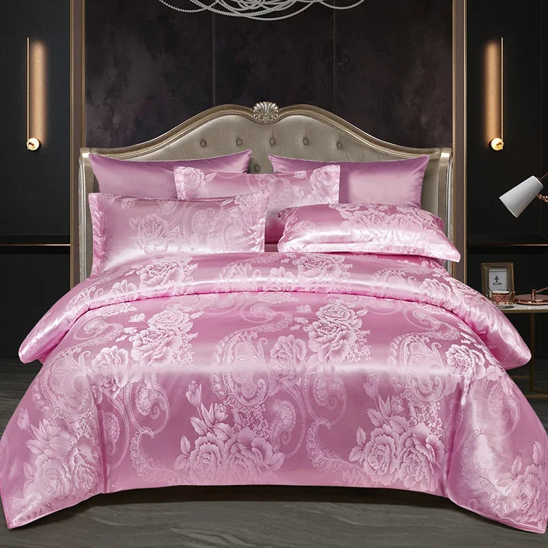 Satin Rayon Jacquard Duvet Cover Bedding Set