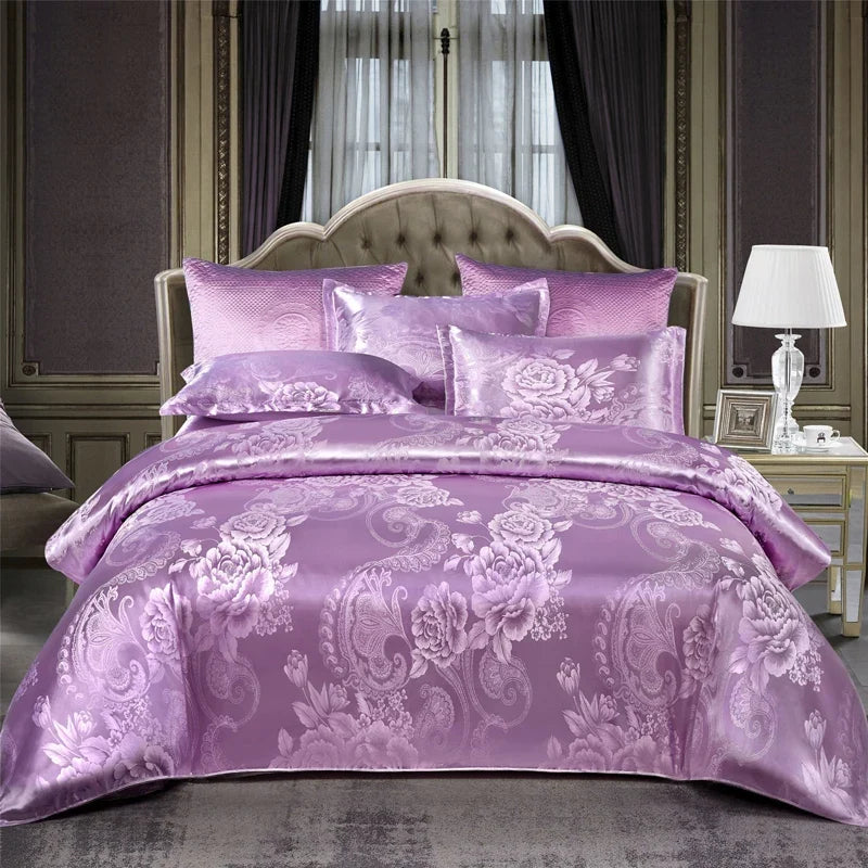Satin Rayon Jacquard Duvet Cover Bedding Set