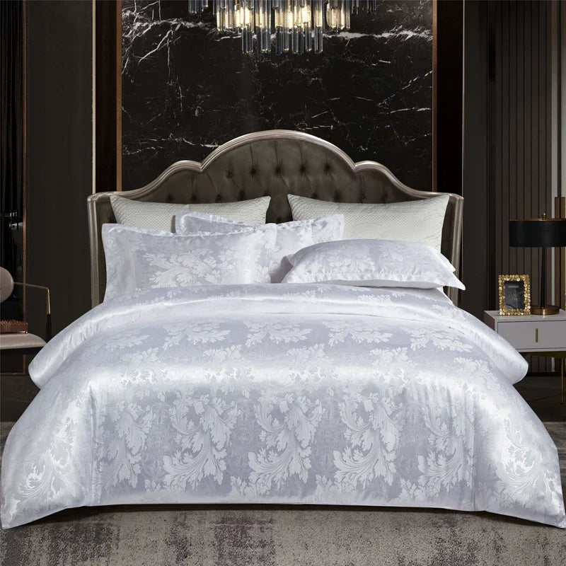 Satin Rayon Jacquard Duvet Cover Bedding Set