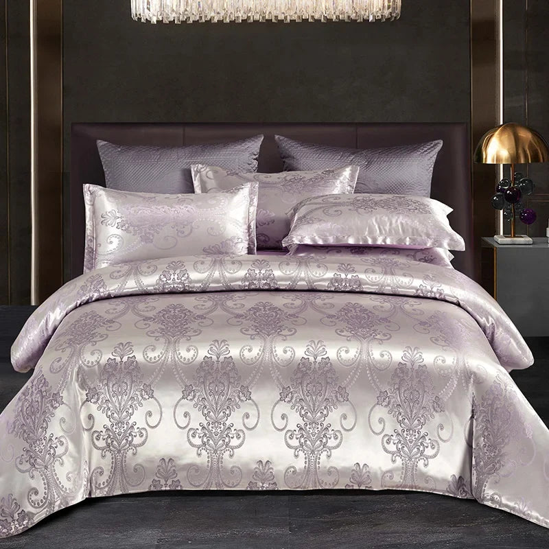 Satin Rayon Jacquard Duvet Cover Bedding Set