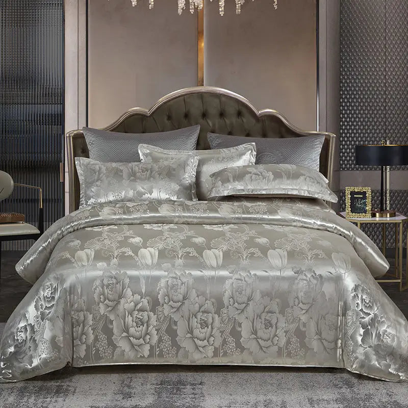 Satin Rayon Jacquard Duvet Cover Bedding Set
