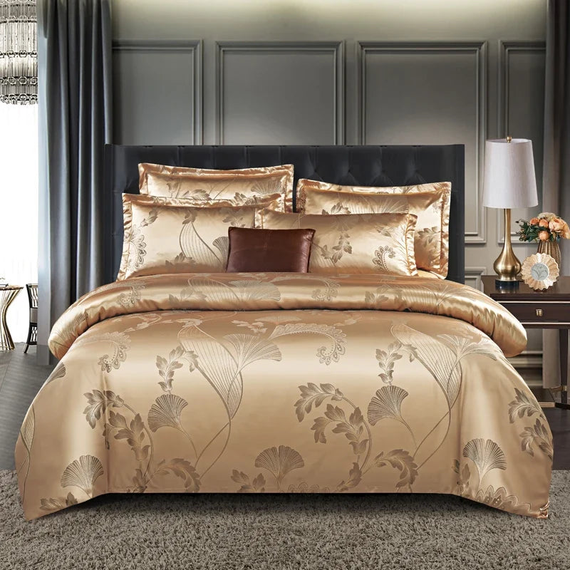 Satin Rayon Jacquard Duvet Cover Bedding Set