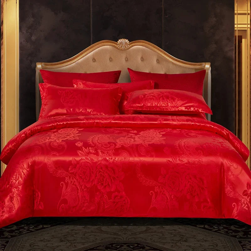 Satin Rayon Jacquard Duvet Cover Bedding Set