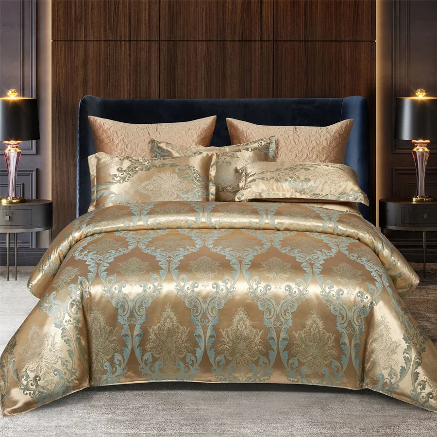 Satin Rayon Jacquard Duvet Cover Bedding Set
