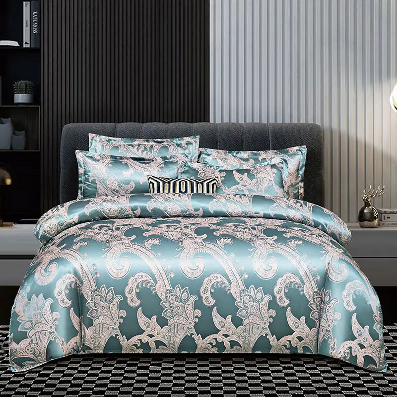 Satin Rayon Jacquard Duvet Cover Bedding Set