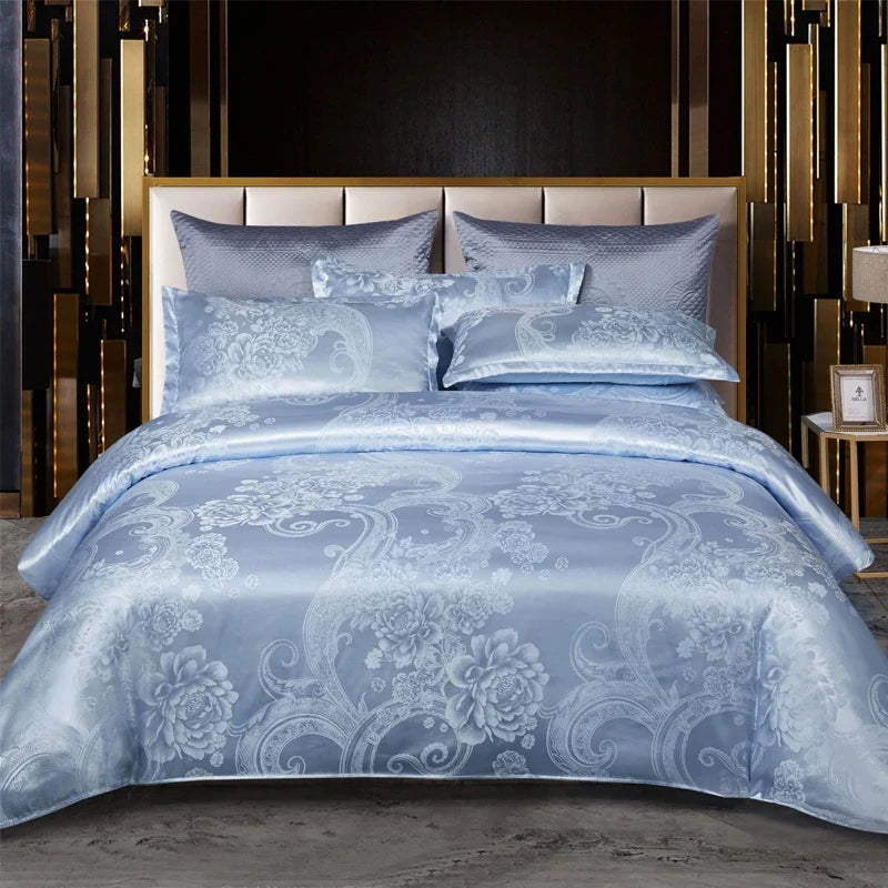 Satin Rayon Jacquard Duvet Cover Bedding Set