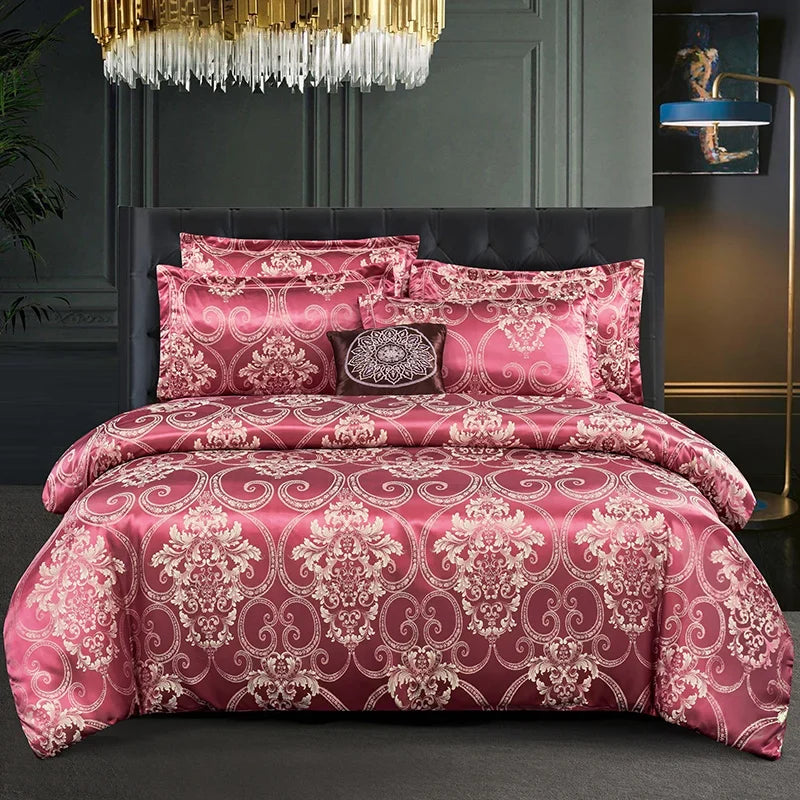 Satin Rayon Jacquard Duvet Cover Bedding Set