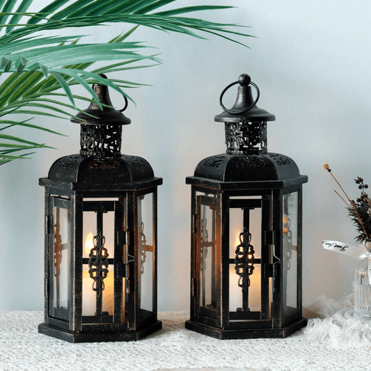 Scandinavian Candle Holder - Vintage Black Iron Lantern