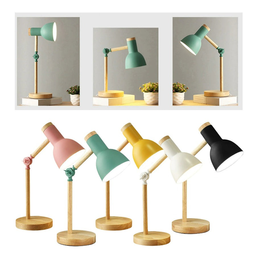 Scandinavian Wooden Desk Lamp with Foldable Design