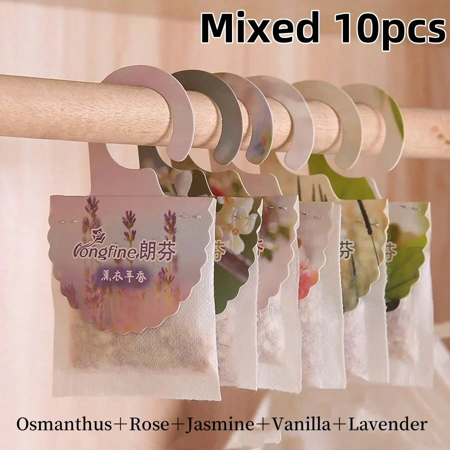 Scented Sachets for Wardrobes & Rooms - 5 or 10 Pack - Long-Lasting Fragrance - With Hanger - Aromatherapy & Air Freshener