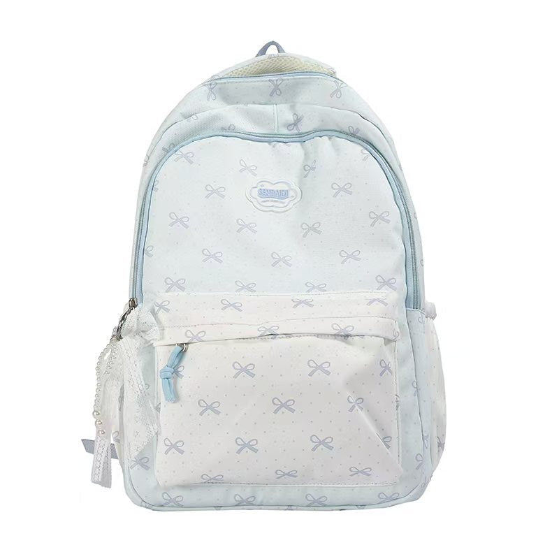 School Backpack with Bow Pattern